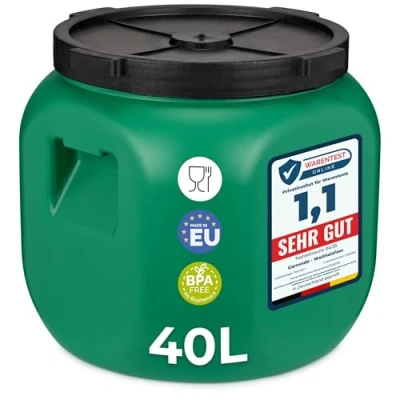 Abbildung von Garronda Weithalsfass 40 Liter Futtertonne mit Deckel ohne Dichtung BPA freier HDPE Futterbehälter für Wasser, Lagerung, Tierfutter, Sauerkraut und Gurken GD 0142