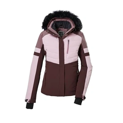Abbildung von killtec Damen Skijacke/Funktionsjacke in Daunenoptik mit abzippbarer Kapuze und Schneefang KSW 101 WMN SKI QLTD JCKT, dunkelweinrot, 44, 42038 000