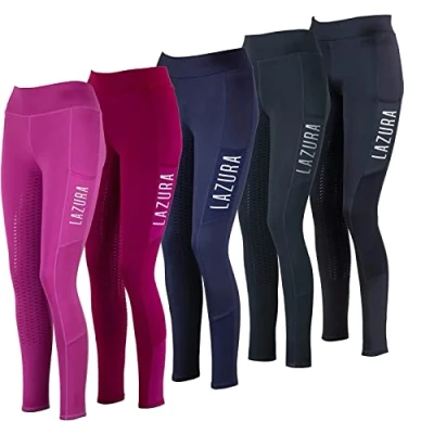 Abbildung von Lazura Reitleggings für Mädchen Emilia Vollbesatz aus Silikon Vollbesatzreithose mit 2 seitlichen Handytaschen Kinder Reithose in Nachtblau Reitbekleidung Größe 152