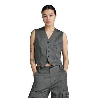 Abbildung von G Star Waistcoat Weste, Damen, Größe: Medium, Black/dim grey herringbone