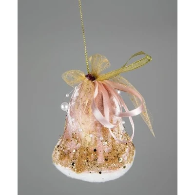 Abbildung von 3 Stück Hellrosa Weihnachtsmannglocken, 8 x 10 cm Weihnachtsbaum Hängedekorationen, Festliche dekorative Ornamente, Märchen Thema, Anhänger