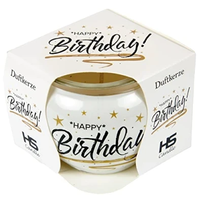 Abbildung von HS Candle Duftkerzen Sprüche im Glas, lange Brenndauer und angenehmer Duft (Birthday)
