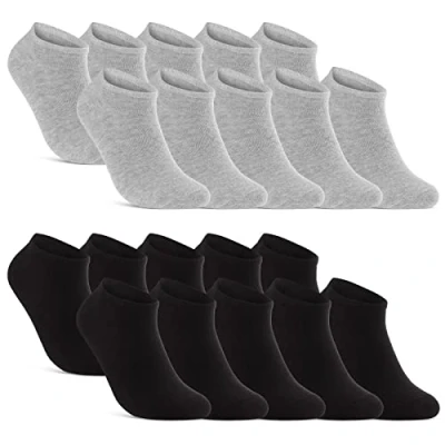 Abbildung von sockenkauf24 Sneakersocken 10, 20, 30 Paar Sneaker Socken Damen &amp; Herren Schwarz Weiß Grau (Schwarz/Grau, 20 Paar, 35 38) Baumwolle 16900 WP
