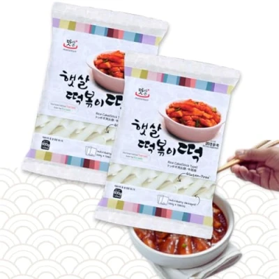 Abbildung von Rice Cake Stick Reiskuchen mit verschiedenen Tteok bokki/Topokki Soßen aus Südkorea, einfach und schnell zuzubereiten (2x 600g, ohne Soße)