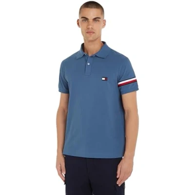 Abbildung von Tommy Hilfiger Herren Poloshirt Kurzarm Regular Fit, Blau (Blue Coast), S