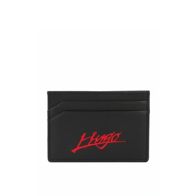 Abbildung von Hugo Boss Kreditkartenetui aus mattem Leder mit Kalligraphie Logo, Schwarz 001, UNITA, Modern