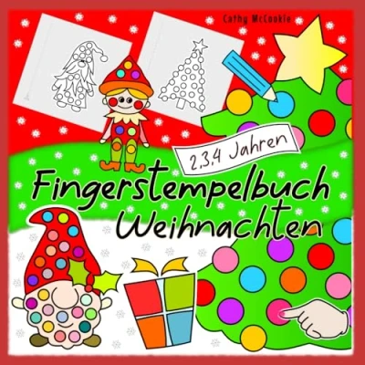 Abbildung von Fingerstempelbuch ab 2 Jahren: Weihnachten: Kinderbuch für Mädchen und Jungen 50 Weihnachtsmotive Mein Erstes Bastelbuch Fingermalbuch Kleinkinder 2, 3, 4 Jahren (Fingerstempelbücher)