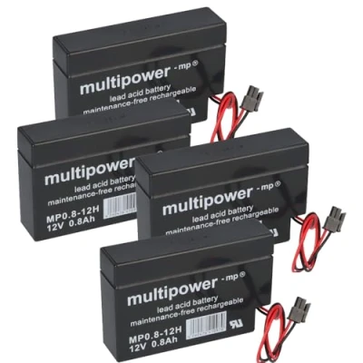 Abbildung von 4X Multipower Blei Akku MP0,8 12H Pb 12V 0,8Ah Heim und Haus Stecker Rollladen