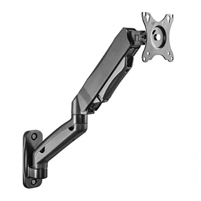 Abbildung von RICOO PC Monitor Wandhalterung höhenverstellbar Gasfeder Schwenkbar Neigbar für Bildschirm 17 32 Zoll, Halterung Wand S4611, Monitorhalterung, Bildschirmhalterung, VESA 75 x 75, 100x100 mm