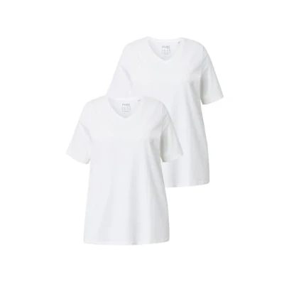 Abbildung von Ulla Popken 2 PACK Short Sleeve Vneck Tshirt basic, Damen, Größe: 50/52, Off white