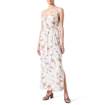 Abbildung von VERO MODA Damen VMEASY Joy Slit Maxi V Neck Dress WVN GA Maxikleid, Birch/AOP:Vicka, XS