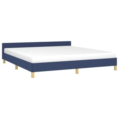 Abbildung von vidaXL Bettgestell mit Kopfteil, Bettrahmen Lattenrost, Bett Polsterbett Stützbeinen, Schlafzimmerbett Doppelbett, Blau 180x200cm Stoff
