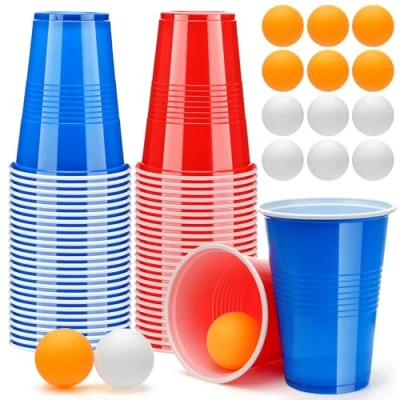 Abbildung von Zeawavsl Bierpong Becher Set, Beer Pong Enthält 50 und 12 Tischtennisbälle, 500ML Beerpongbecher Wiederverwendbare Beerpong Partybecher für Party Trinkspiele Camping Geburtstag Hochzeit