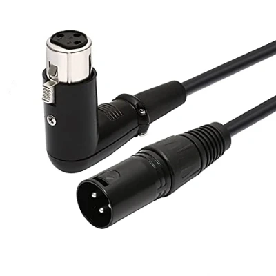 Abbildung von Oluote 3 Poliges XLR Stecker Buchse 90 Grad Rechtwinkliges Mikrofon Audio Verlängerungskabel