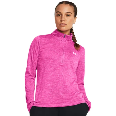 Abbildung von Under Armour TECH 1/2 ZIP Twist Langarmshirt, Damen, Größe: XXL, Rebel pink/white