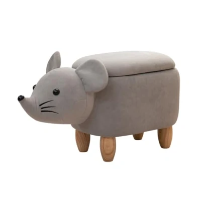 Abbildung von SVITA Tierhocker Stauraum Kinderhocker Sitzhocker Kinderzimmer Sitzbox Maus Grau