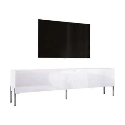Abbildung von 3E 3xE living.com TV Schrank in Weiß Matt/Weiß Hochglanz mit Beinen Chrom, A: B: 170 cm, H: 52 T: 32 cm