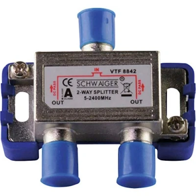 Abbildung von Schwaiger 2 Wege Verteiler VTF8842241, Gleichstromdurchgang (DC), für Kabelanlagen, Antennen und Satelliten