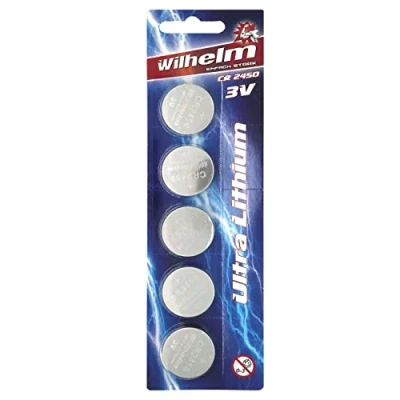 Abbildung von 5 x CR2450 WILHELM Lithium Knopfzelle 3V 600mAh ø24,5x5,0mm Batterie DL 2450