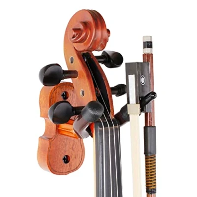 Abbildung von PUNK Violine Viola Wandhalterung, Haken, Mahagoni Halter, mit Bogenhaken, Home &amp; Studio Wandhalterung Kleiderbügel (Mahagoni)