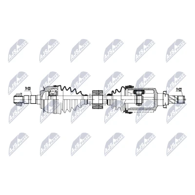 Abbildung von NTY NPW DW 057 Antriebswelle Vorderachse rechts 958mm 86mm Automatikgetriebe
