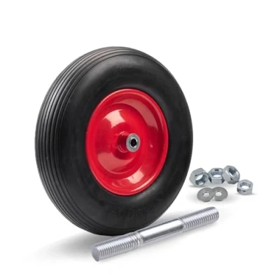 Abbildung von 2mgoods langlebiges Schubkarrenrad aus hochwertigem PU Vollgummi mit robuster Achse, Schubkarrenreifen 4.80/4.00 8, leichte Montage, bis 200 kg, universelle Größe, pannensicher (D0 AYTW PPJV)
