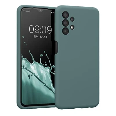 Abbildung von kwmobile Handyhülle kompatibel mit Samsung Galaxy A13 4G Hülle gummierte Handy Case aus Silikon in Blaugrün
