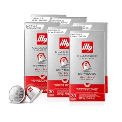 Abbildung von illy 240 Kapseln kompatibel mit Nespresso, 8 Packungen je 30 Kaffeekapseln Gusto Classico