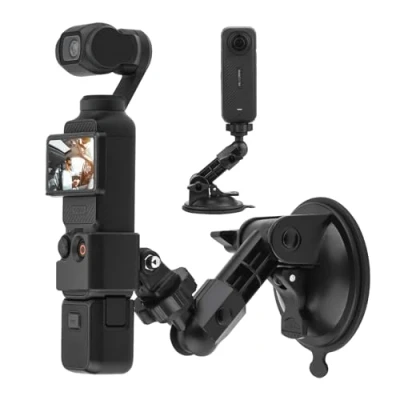 Abbildung von BRDRC Pocket 3 Saugnapfhalterung, Windschutzscheiben Fenster Halterung Set mit Erweiterungsadapter für GoPro Max Mini Hero 12 11 10 9 8 7 6 5 2 Insta360 X3 X2 Go Action 4