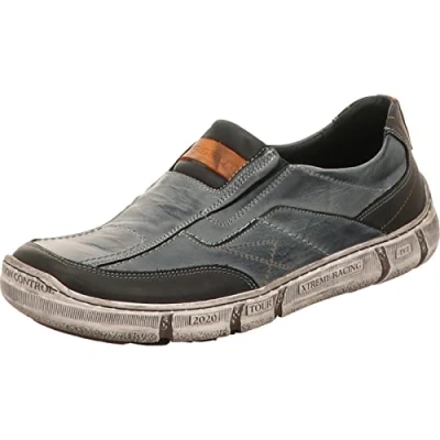 Abbildung von Herren Slipper von Krisbut aus Echtleder in blau mit Wechselfußbett. Gr. 46