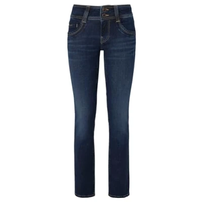 Abbildung von Pepe Jeans Damen Double Buttons Slim Low Waist PL204588 Jeans, Blue (Denim XW5), 28W / 30L