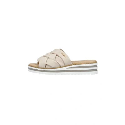 Abbildung von Rieker Damen Pantoletten V0208, Frauen Slipper,sommerclogs,Schlupfschuhe,schluepfschuhe,Slides,Slip ons,Backless Slipper,beige (60),43 EU / 9 UK
