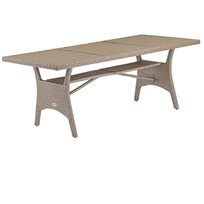 Abbildung von Casaria Gartentisch (1 St), Polyrattan 190x90x74cm mit Ablage WPC Tischplatte Höhenverstellbar