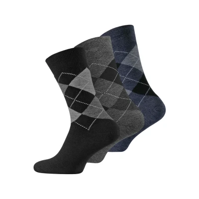 Abbildung von Cotton Prime Thermo 3 PAAR IM KARO Design Socken, Herren, Größe: 39 42, Schwarz grau blau