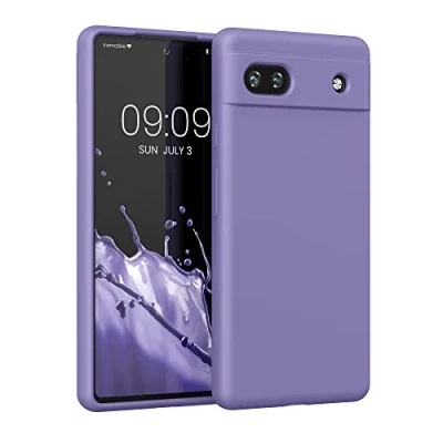 Abbildung von kwmobile Hülle kompatibel mit Google Pixel 6a Silikon Handy Case Handyhülle weiche Oberfläche kabelloses Laden Veilchen Lila