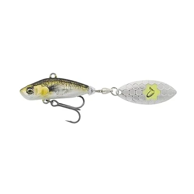 Abbildung von Savage Gear Jig Spinner zum Kunstköderangeln auf Raubfische 3D Sticklebait Tailspin 8cm 18g, Farbe:Green Silver Ayu