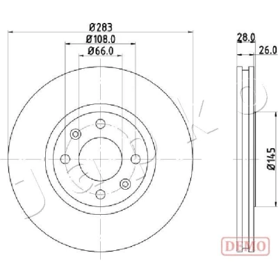 Abbildung von JAPKO 600627C Bremsscheibe Vorderachse 283 26 4 Belüftet lackiert PEUGEOT: 406 Kombi, Coupe, Limousine, CITROËN: Xantia Schrägheck