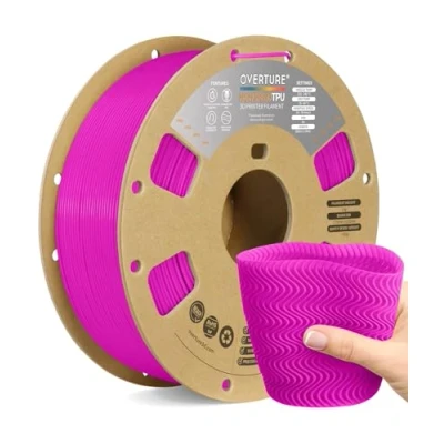 Abbildung von OVERTURE TPU Filament High Speed 1 kg (2,2 lbs), 1,75 mm flexibles HS für 3D Drucker, Spule Maßgenauigkeit +/ 0,03 mm, Drucker (HS Neon Magenta)