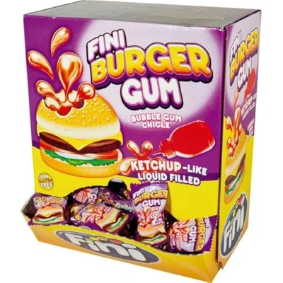 Abbildung von 1 Box 200 Fini Kaugummi Burger Gum mit Flüssiger Füllung