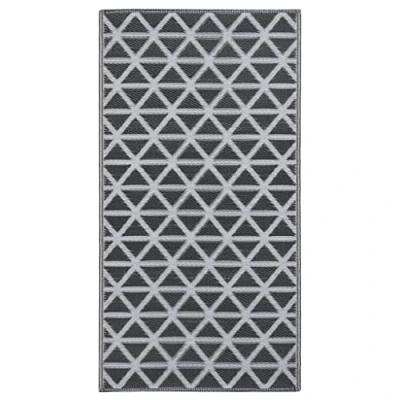 Abbildung von vidaXL Outdoor Teppich Zweischichtiger Jacquard Terrassenteppich Küchenteppich Außenteppich Indoor Balkon Terrasse Flur Küche Bad Schwarz 120x180cm PP
