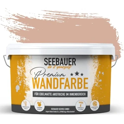 Abbildung von SEEBAUER diy Wandfarbe Braun 5L für Innen (No. 605 Chestnut Tree) Edelmatte hellbraune Innenfarbe Brauntöne sehr hohe Deckkraft Matt, Abwaschbar und Tropffrei