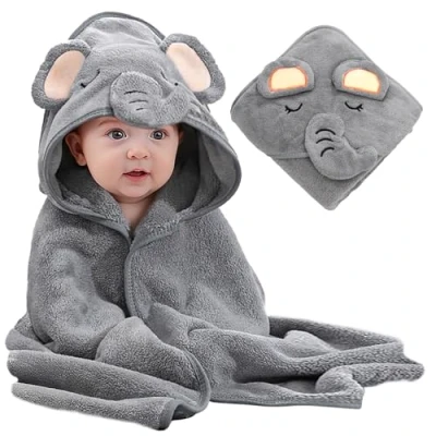 Abbildung von Lexikind Kapuzenhandtuch Baby kuscheliger Bademantel aus Frottee oder Mikrofaser Babyhandtuch mit Kapuze lustiges Kapuzenbadetuch (Monster)
