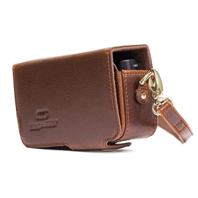 Abbildung von MegaGear MG1144 Sony Cyber shot DSC HX99, HX95, HX90V, HX80, WX500 Leder Kameratasche mit Trageriemen Dunkelbraun