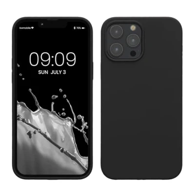 Abbildung von kwmobile Hülle kompatibel mit Apple iPhone 13 Pro Max Silikon Handy Case Handyhülle weiche Oberfläche kabelloses Laden Schwarz matt