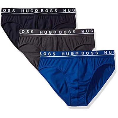 Abbildung von BOSS Herren Reiner Baumwolle, 3er Pack Slip, True Blue/Sky Captain/Schmiedeeisen, Small