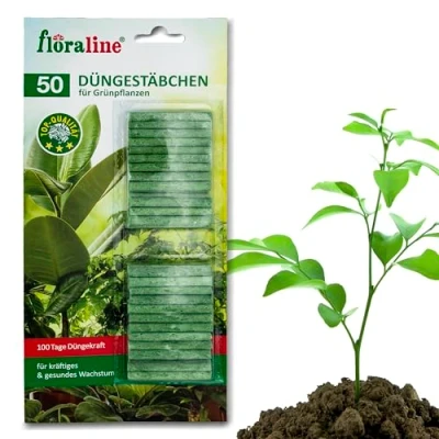 Abbildung von floraline® 50x Grünpflanzen Düngestäbchen pro Stäbchen: Dünger für bis zu 100 Tage prächtige Blumen mit Wachstum und gesundem Aussehen z. Bsp. Palmen, Efeu, Hanf, Elefantenfuß