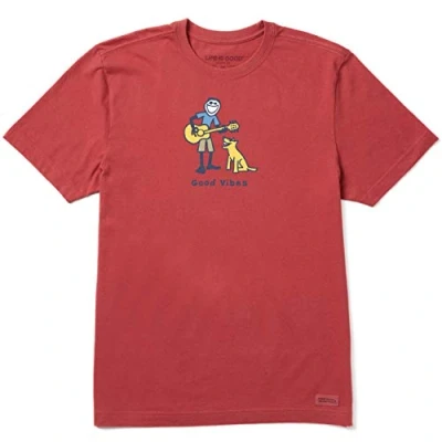 Abbildung von Life Is Good Herren Vintage Crusher Outdoor Jake Graphic T Shirt, Bike Faded Red, L