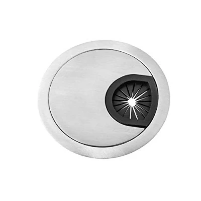 Abbildung von Gedotec Design Metall Kabeldurchlass Schreibtisch Kabeldurchführung Style rund Stahl Edelstahl Optik Kabelführung zum Eindrücken Kabeldose Bohr Ø 50 mm 1 Stück Kabelausgang Tisch &amp; Möbel