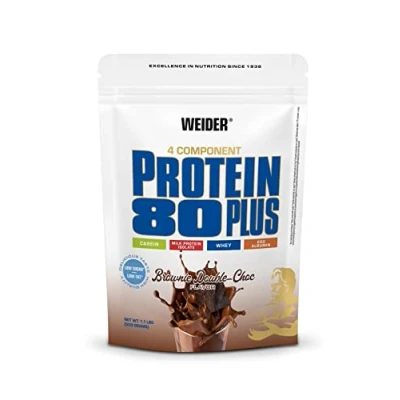 Abbildung von Weider Protein 80 Plus 4 Komponenten Pulver Hoher Proteingehalt mit 80% Eiweiß Cremige Shakes Calcium &amp; Vitamin B6 500g Brownie Double Choc