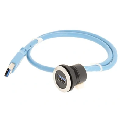 Abbildung von Schlegel 23.001.562 USB3.0 Buchse Edelstahl, 1x USB Typ A, Kabel Länge 60 cm und Stecker A
